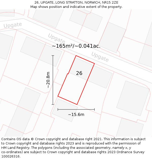 26, UPGATE, LONG STRATTON, NORWICH, NR15 2ZE: Plot and title map