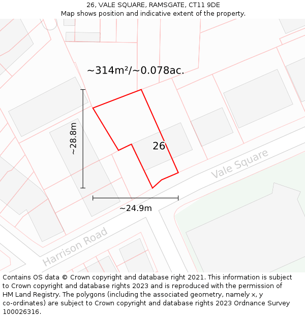 26, VALE SQUARE, RAMSGATE, CT11 9DE: Plot and title map