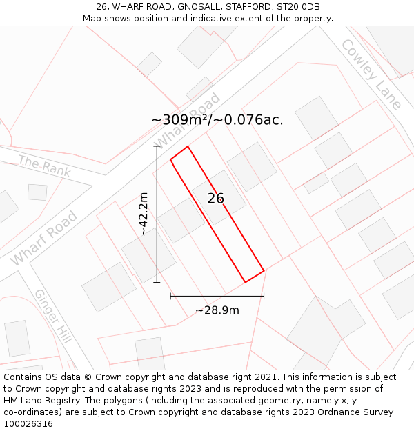 26, WHARF ROAD, GNOSALL, STAFFORD, ST20 0DB: Plot and title map