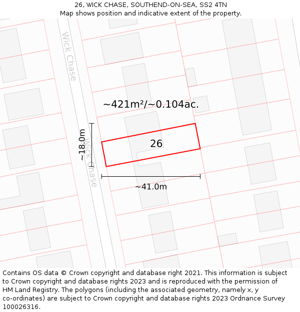 26, WICK CHASE, SOUTHEND-ON-SEA, SS2 4TN: Plot and title map