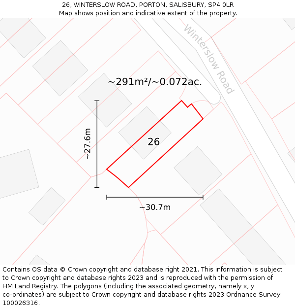 26, WINTERSLOW ROAD, PORTON, SALISBURY, SP4 0LR: Plot and title map