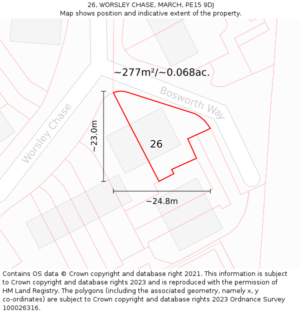 26, WORSLEY CHASE, MARCH, PE15 9DJ: Plot and title map