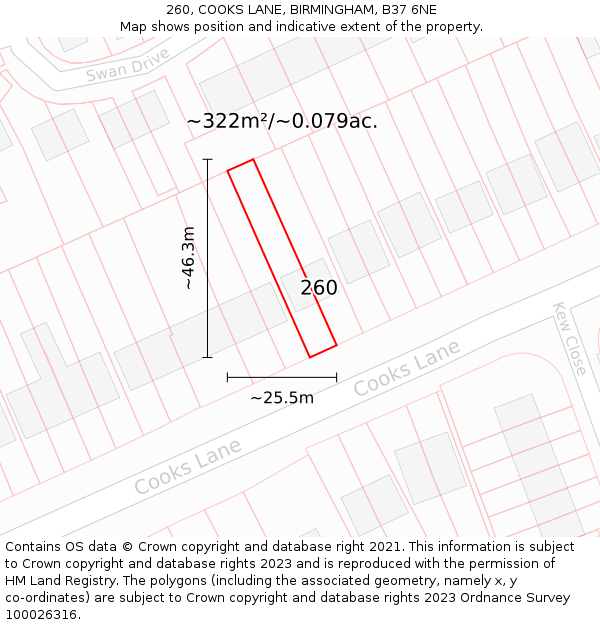 260, COOKS LANE, BIRMINGHAM, B37 6NE: Plot and title map