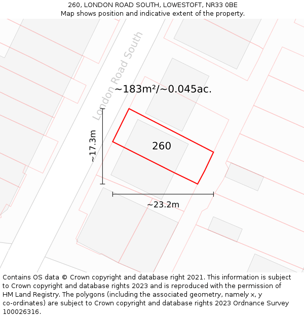 260, LONDON ROAD SOUTH, LOWESTOFT, NR33 0BE: Plot and title map