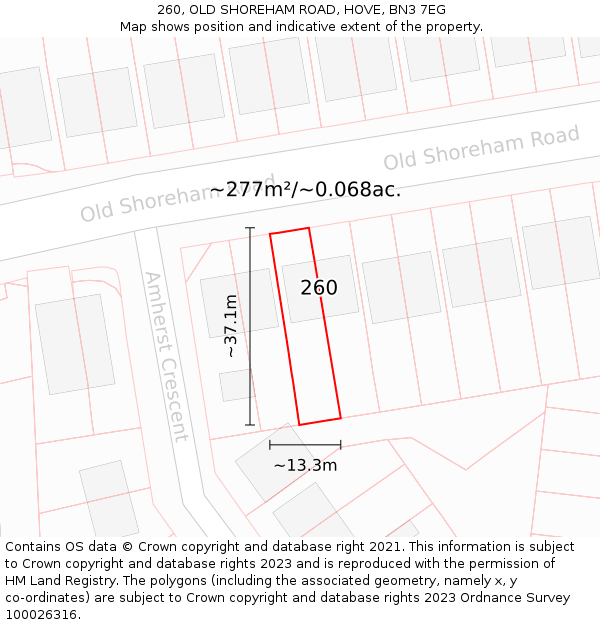 260, OLD SHOREHAM ROAD, HOVE, BN3 7EG: Plot and title map