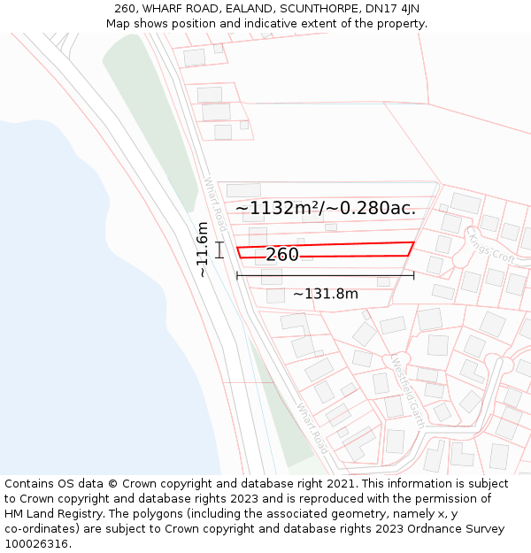 260, WHARF ROAD, EALAND, SCUNTHORPE, DN17 4JN: Plot and title map