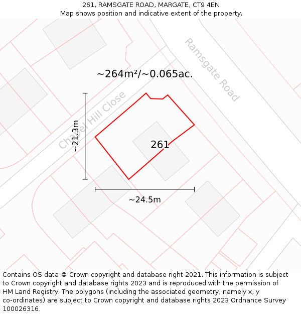 261, RAMSGATE ROAD, MARGATE, CT9 4EN: Plot and title map