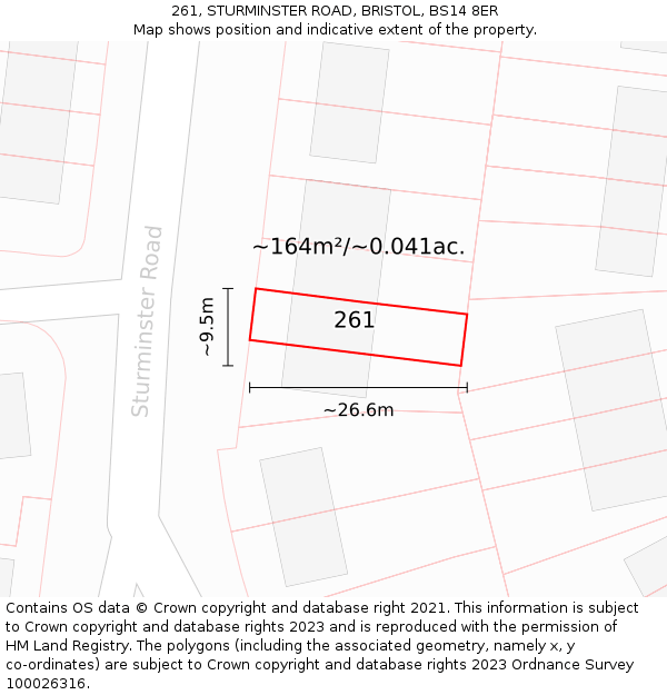 261, STURMINSTER ROAD, BRISTOL, BS14 8ER: Plot and title map