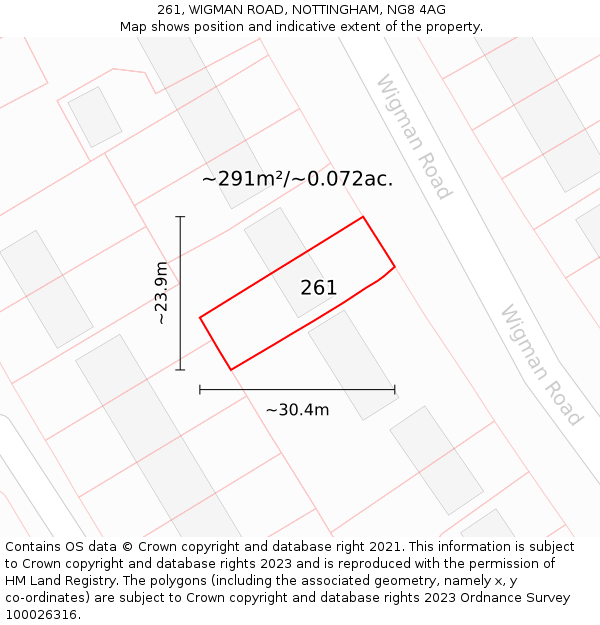 261, WIGMAN ROAD, NOTTINGHAM, NG8 4AG: Plot and title map