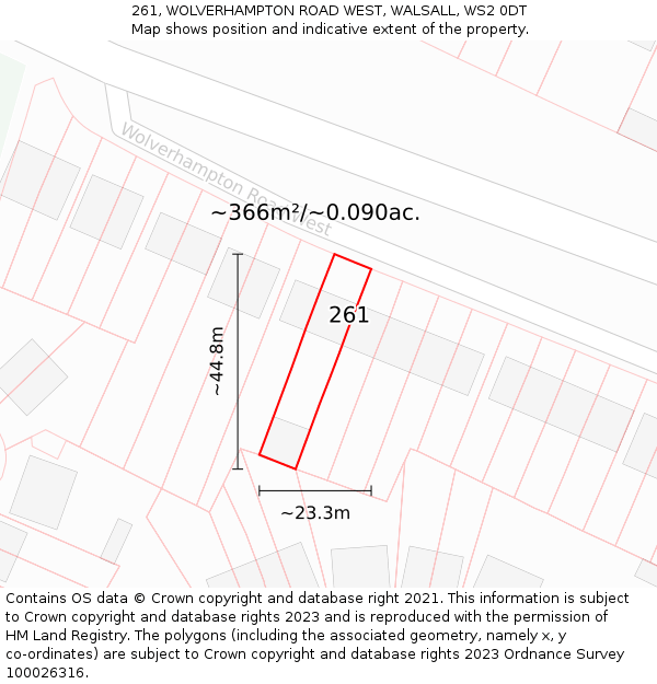 261, WOLVERHAMPTON ROAD WEST, WALSALL, WS2 0DT: Plot and title map