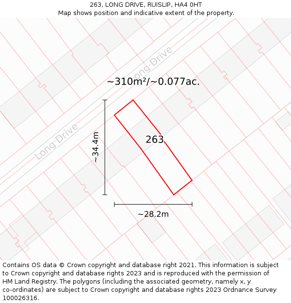 263, LONG DRIVE, RUISLIP, HA4 0HT: Plot and title map