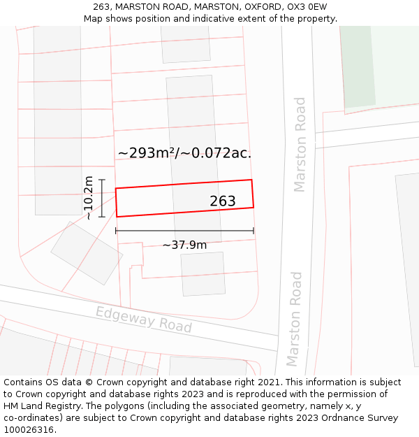 263, MARSTON ROAD, MARSTON, OXFORD, OX3 0EW: Plot and title map