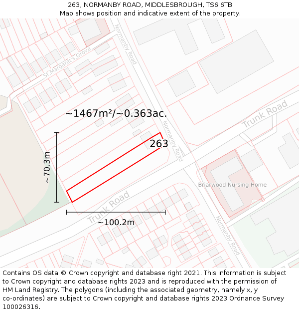 263, NORMANBY ROAD, MIDDLESBROUGH, TS6 6TB: Plot and title map