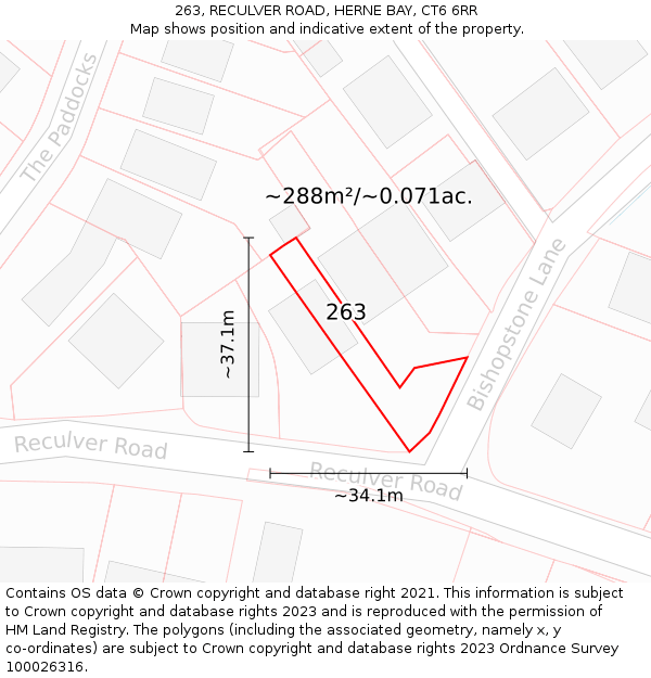 263, RECULVER ROAD, HERNE BAY, CT6 6RR: Plot and title map