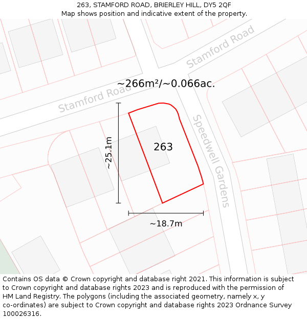 263, STAMFORD ROAD, BRIERLEY HILL, DY5 2QF: Plot and title map