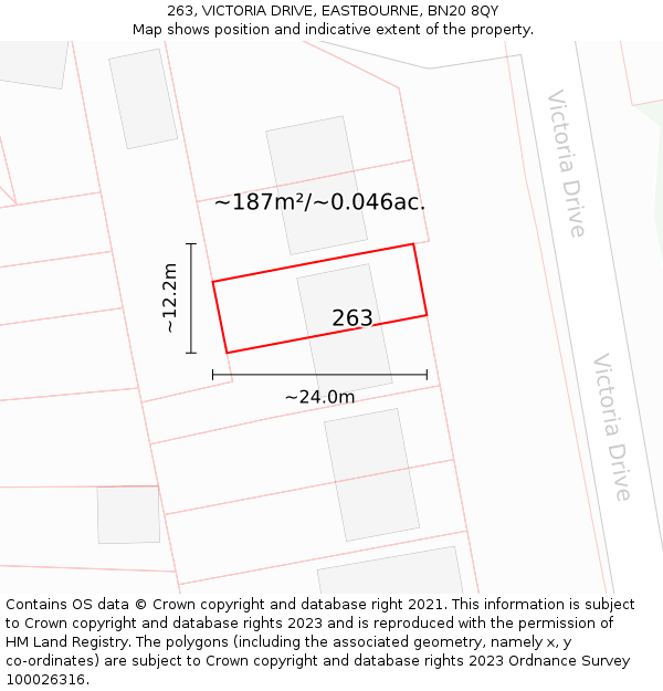 263, VICTORIA DRIVE, EASTBOURNE, BN20 8QY: Plot and title map