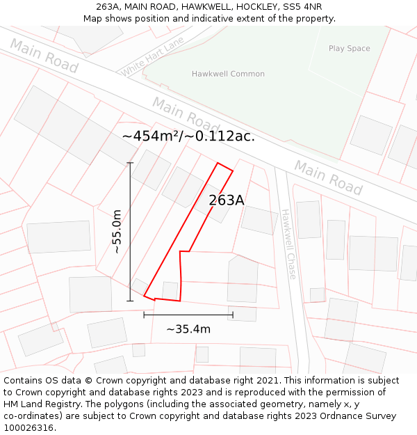 263A, MAIN ROAD, HAWKWELL, HOCKLEY, SS5 4NR: Plot and title map