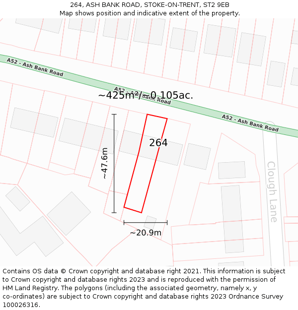 264, ASH BANK ROAD, STOKE-ON-TRENT, ST2 9EB: Plot and title map