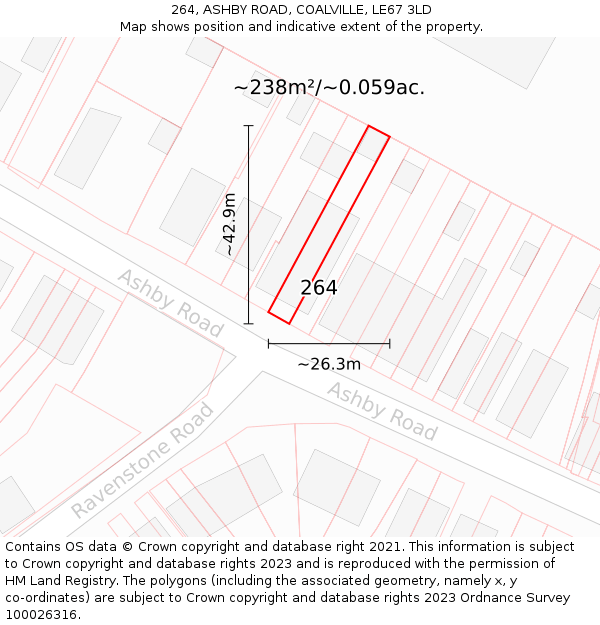 264, ASHBY ROAD, COALVILLE, LE67 3LD: Plot and title map