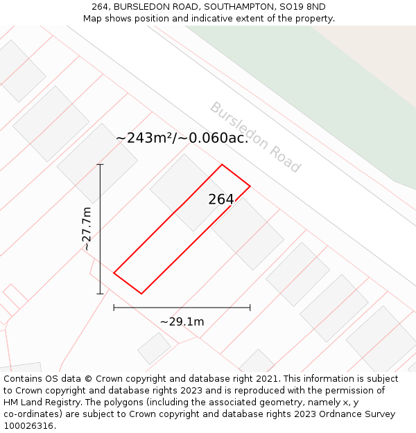 264, BURSLEDON ROAD, SOUTHAMPTON, SO19 8ND: Plot and title map