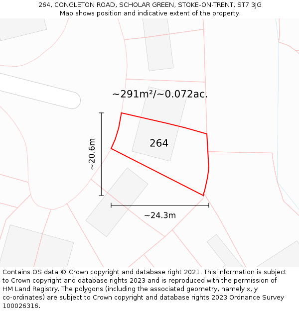 264, CONGLETON ROAD, SCHOLAR GREEN, STOKE-ON-TRENT, ST7 3JG: Plot and title map