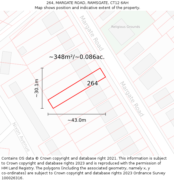 264, MARGATE ROAD, RAMSGATE, CT12 6AH: Plot and title map