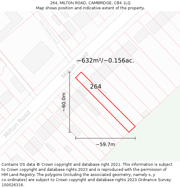 264, MILTON ROAD, CAMBRIDGE, CB4 1LQ: Plot and title map