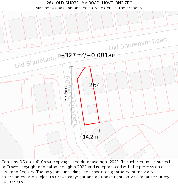 264, OLD SHOREHAM ROAD, HOVE, BN3 7EG: Plot and title map