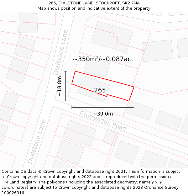 265, DIALSTONE LANE, STOCKPORT, SK2 7NA: Plot and title map