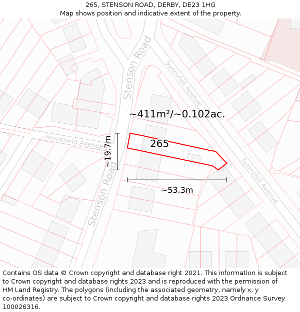 265, STENSON ROAD, DERBY, DE23 1HG: Plot and title map