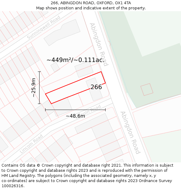 266, ABINGDON ROAD, OXFORD, OX1 4TA: Plot and title map