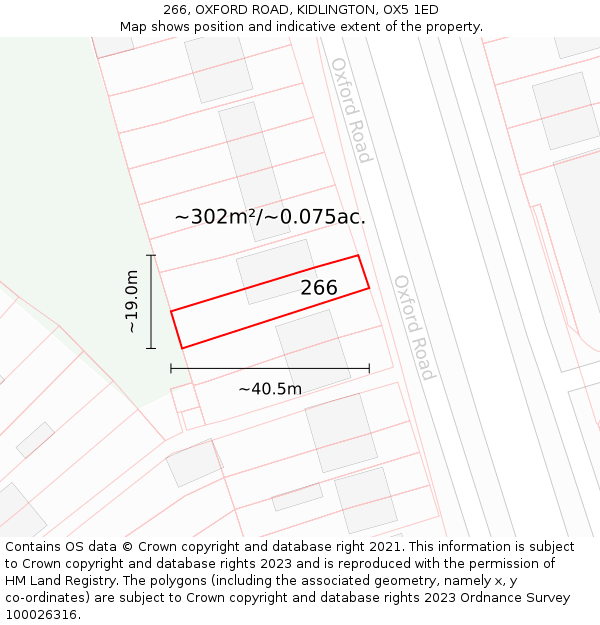 266, OXFORD ROAD, KIDLINGTON, OX5 1ED: Plot and title map