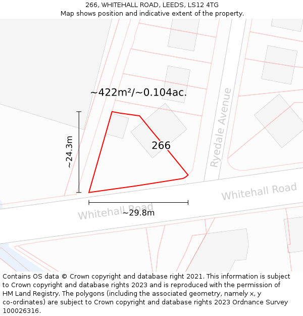 266, WHITEHALL ROAD, LEEDS, LS12 4TG: Plot and title map