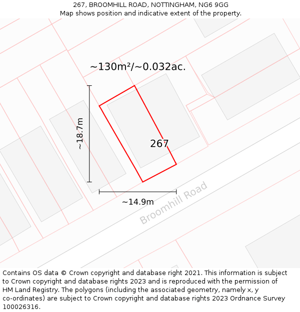 267, BROOMHILL ROAD, NOTTINGHAM, NG6 9GG: Plot and title map