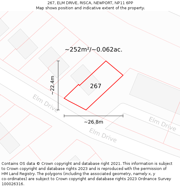 267, ELM DRIVE, RISCA, NEWPORT, NP11 6PP: Plot and title map