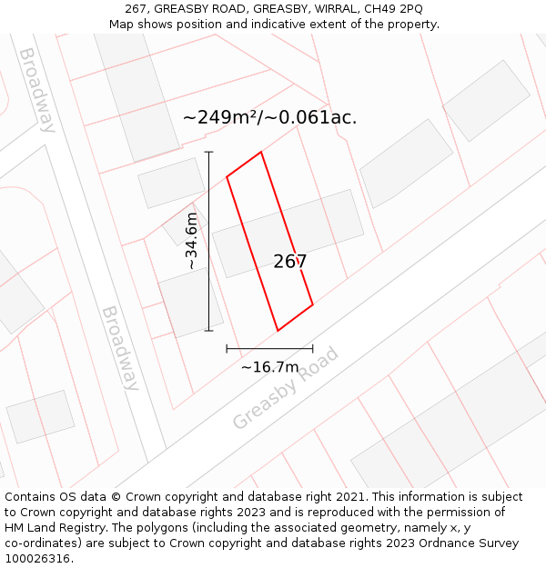 267, GREASBY ROAD, GREASBY, WIRRAL, CH49 2PQ: Plot and title map