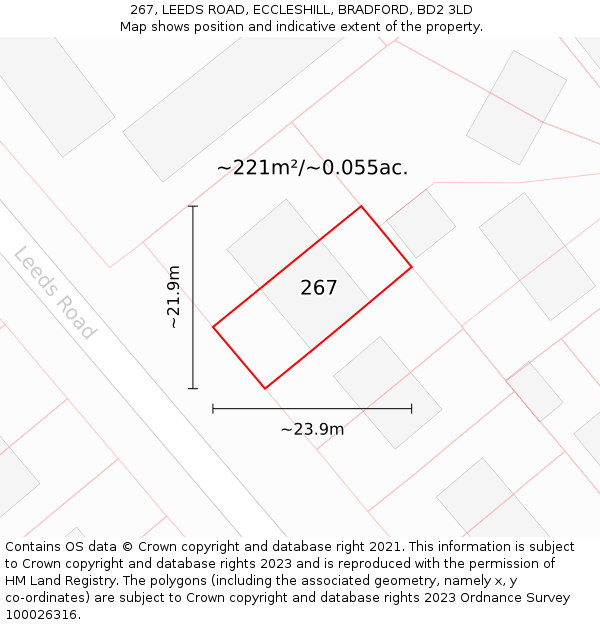 267, LEEDS ROAD, ECCLESHILL, BRADFORD, BD2 3LD: Plot and title map