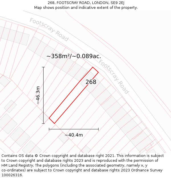 268, FOOTSCRAY ROAD, LONDON, SE9 2EJ: Plot and title map