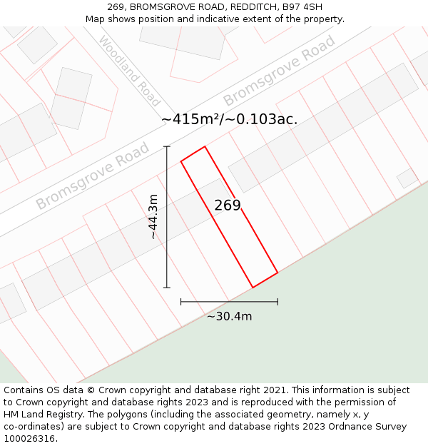 269, BROMSGROVE ROAD, REDDITCH, B97 4SH: Plot and title map