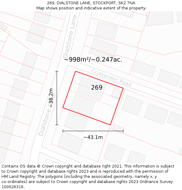 269, DIALSTONE LANE, STOCKPORT, SK2 7NA: Plot and title map