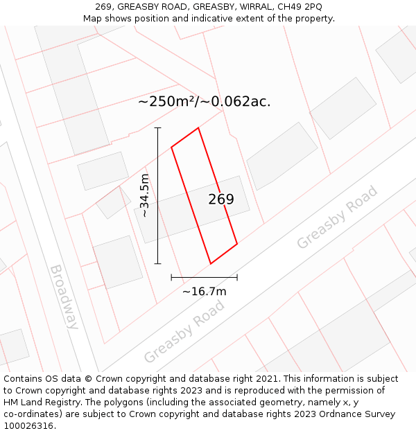 269, GREASBY ROAD, GREASBY, WIRRAL, CH49 2PQ: Plot and title map