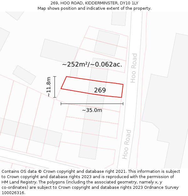 269, HOO ROAD, KIDDERMINSTER, DY10 1LY: Plot and title map