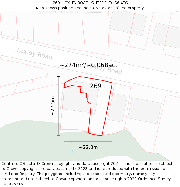 269, LOXLEY ROAD, SHEFFIELD, S6 4TG: Plot and title map