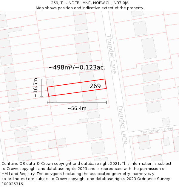 269, THUNDER LANE, NORWICH, NR7 0JA: Plot and title map