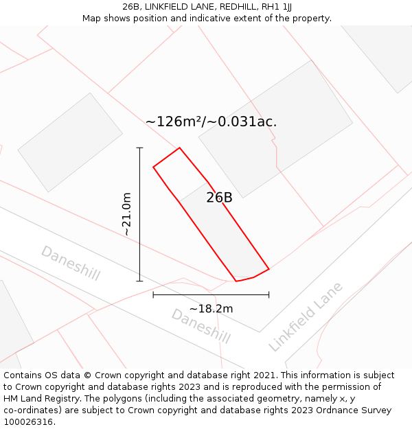 26B, LINKFIELD LANE, REDHILL, RH1 1JJ: Plot and title map