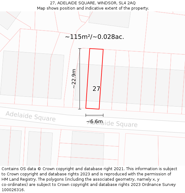 27, ADELAIDE SQUARE, WINDSOR, SL4 2AQ: Plot and title map