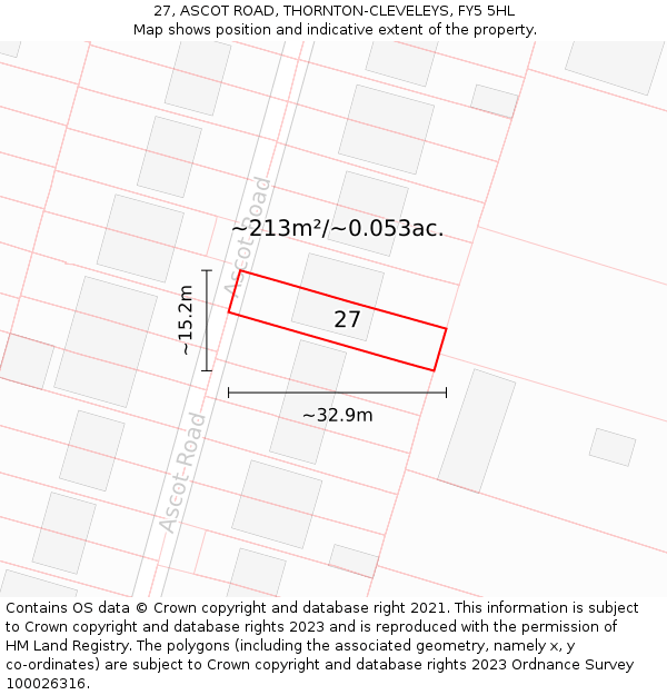 27, ASCOT ROAD, THORNTON-CLEVELEYS, FY5 5HL: Plot and title map