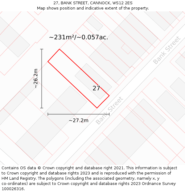 27, BANK STREET, CANNOCK, WS12 2ES: Plot and title map