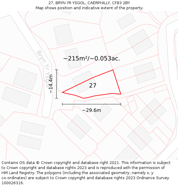 27, BRYN YR YSGOL, CAERPHILLY, CF83 2BY: Plot and title map