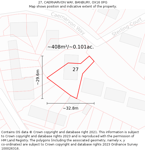 27, CAERNARVON WAY, BANBURY, OX16 0PG: Plot and title map